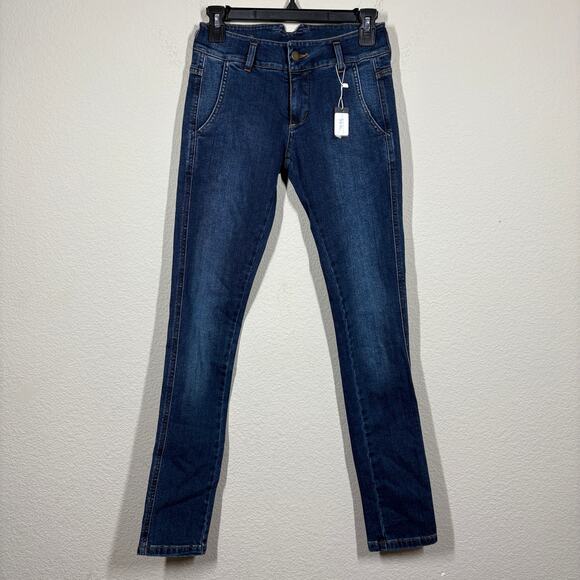 Domenico Vacca Denim - Domenico Vacca Women Size 38 Low Rise Toothpick Jeans Blue Cotton Blend Stretch